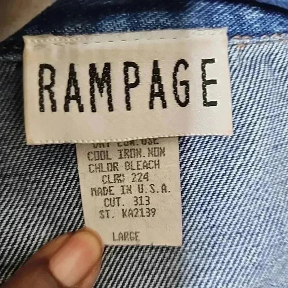 Rampage Vintage 70-80s denim cropped  high shoulder sexy jacket with belt. Large - Picture 7 of 14